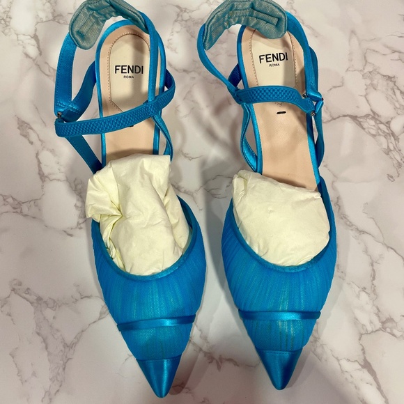 FENDI Blue Tulle Slingback - Picture 6 of 15